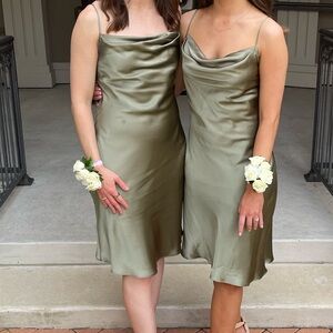Olive Green Midi Slip Dress
